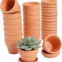 Juvale Miniature Clay Pots with Saucers & Drainage Holes - 1.9 x 2 x 1.7 inches - 16-Pack Rustic Terracotta Succulent Planters - Tiny Terracotta Pots with Tray for Garden Decor