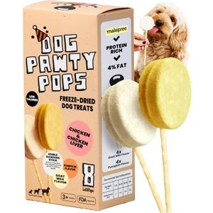 MalsiPree Dog Birthday Treats - Fun Lollipops, 8 Pack | Dog lollipops - healthy ice cream alternative & photo props - Use for puppy birthdays, gifts & training, EXP: 07/2026