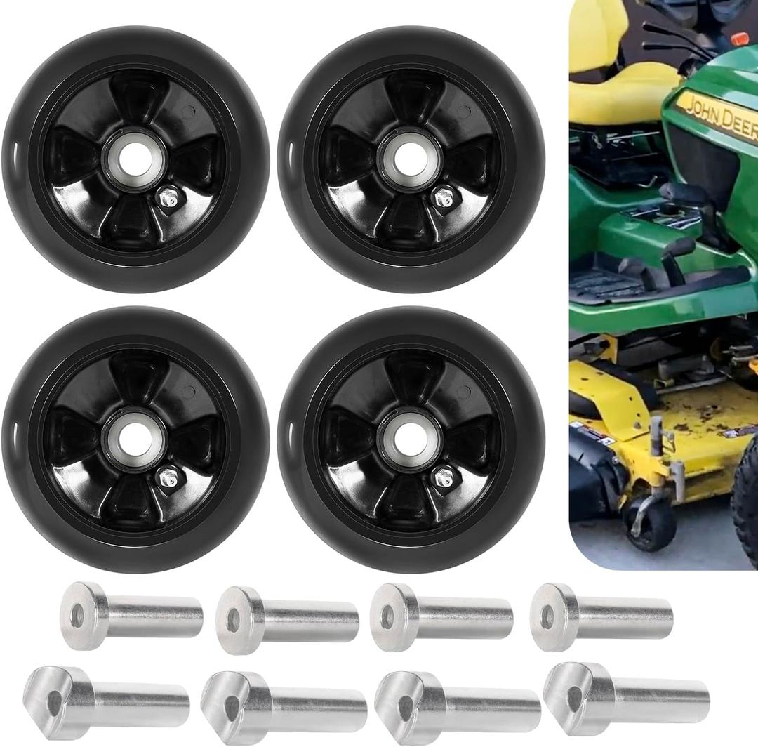 AM125172 Plastic Deck Gauge Wheel Kit 4PCS, Compatible with John Deere 48", 54", 60", 62“, 72" Deck Lawn Mower