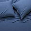 Amazon Basics 4 Piece Bed Sheets Set, 100% Cotton Jersey, Includes Super Soft, Flat and Fitted Sheets, Pillowcase, Queen, Chambray, Solid