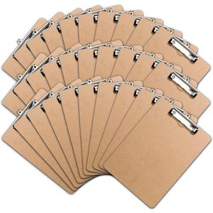 Clipboards (Set of 30) Hardboard Clipboard Low Profile Clip A4 Letter Size Classroom Supplies