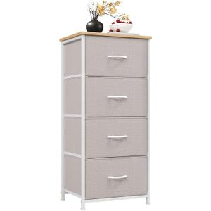 Somdot Dresser for Bedroom with 4 Drawers, Storage Organizer Chest of Drawers with Removable Fabric Bins for Closet Bedside Living Room Laundry Entryway Hallway, Ash Grey