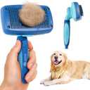 American Kennel Club-Self-Cleaning Slicker Brush for Dogs & Cats |Pet Grooming Brush |Removes Loose Hair, Mats & Tangles | Gentle Deshedding Tool for All Coat Types | Skin Friendly & Easy-Clean Design