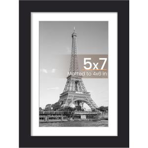 Upsimples 5x7 Picture Frame, Display Pictures 4x6 with Mat or 5 x 7 Without, Wall Hanging Photo Frames, Black, 1 Pack