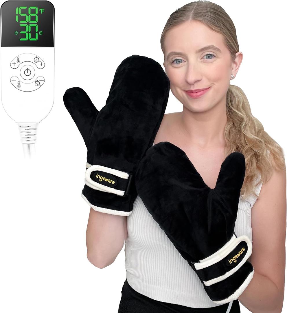 Electric Hand Heating Pad for Women Men, Pain Relief Heated Arthritis Gloves for Hands, Fingers, Carpal Tunnel, Heating Mittens with 30-90min Timer, 86-158 Adjustable Temperature Shut Off