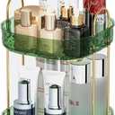 BIEDUM 360° Rotating Makeup Organizer with Perfume Holder – Bathroom Counter Organizer – Maximizes Storage Space with Stylish 2-Tier Design, Green
