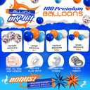 ALL-IN-1 Blue and Orange White Balloons Arch Kit & Garland Small and Large White Oranges & Blues Balloons Orange and Blue Party Decorations & Supplies for Birthday Party, Nerf, Blippi, Graduation Silver, White, Dark Blue, Light Blue, Orange