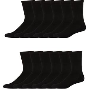 Hanes Men's Hanes Men's Socks, X-temp Cushioned Crew Socks, 12-pack (M)