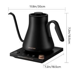 Electric Kettles, INTASTING Gooseneck Electric Kettle, 1 Temperature Control, Stainless Steel Inner, Quick Heating, for Pour Over Coffee, Brew Tea, Boil Hot Water, 1500W/0.9L (Glossy Black)