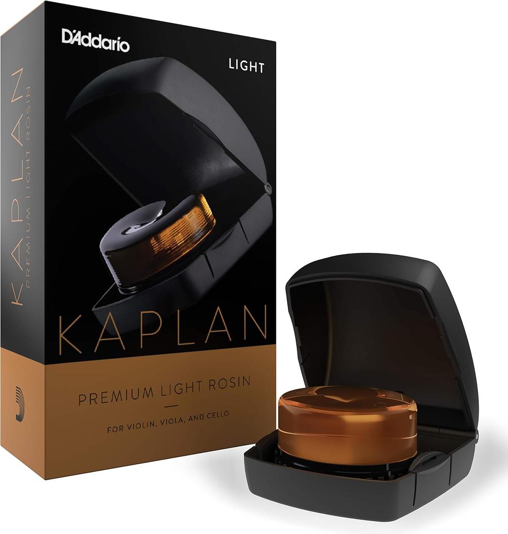 D'Addario Violin Rosin - Cello Rosin - Kaplan Premium Light Rosin with Case for Violin, Viola, Cello - For Horsehair or Synthetic Bows