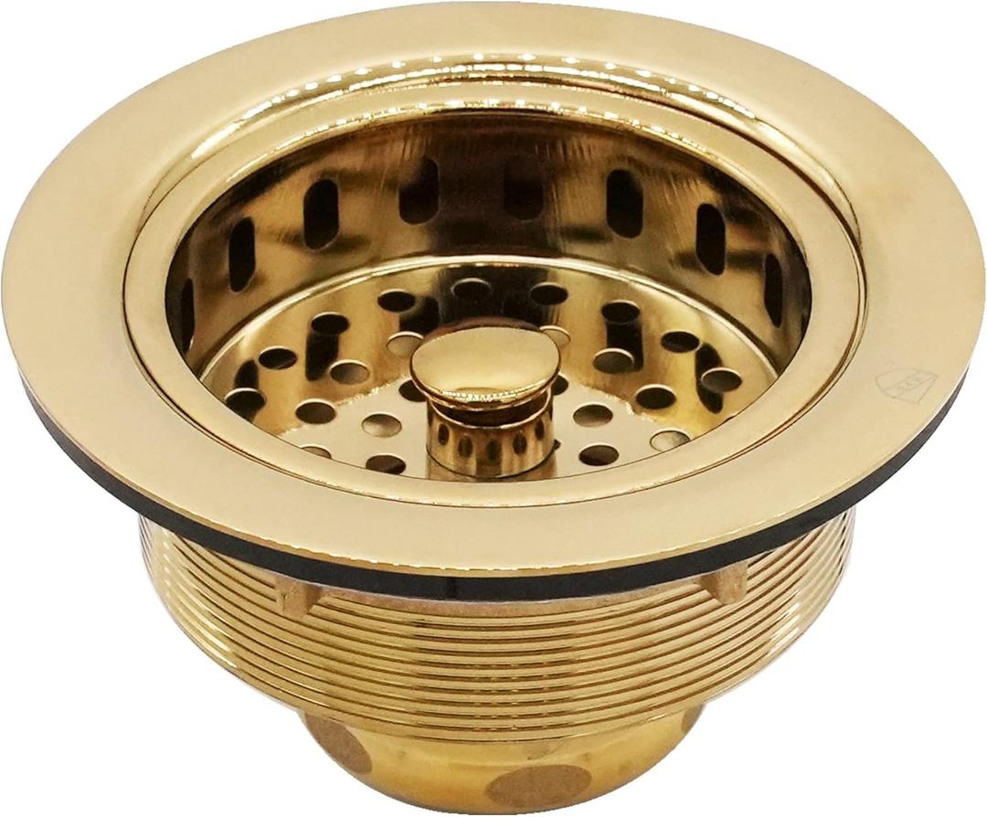 Westbrass D214-01 3-1/2" Post Style Large Kitchen Sink Basket Strainer, Polished Brass Westbrass D214-01 3-1/2" Post Style Large Kitchen Sink Basket Strainer, Polished Brass