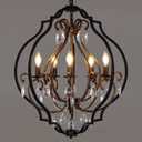 TOCHIC 5 Lights Farmhouse Chandelier, Rustic Orb Chandeliers for Dining Room, Black Crystal Chandelier Light Fixture for Living Room, Bedreoom, Hallway, Bronze, D 27"