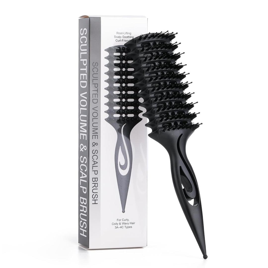 Candy Brush Curl Defining Vented Hair Brush for Effortlessly Blow Drying Detangling and Shaping and Styling, Airflow Wet Hair Brush for All Hair Types for Women and Men, Anti-Pull & Frizz, Black