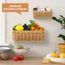 Tioncy 2 Pcs Woven Hanging Wall Baskets for Storage Boho Style Hanging Storage Plastic Woven Baskets with 4 Hooks for Kitchen Garden Living Room