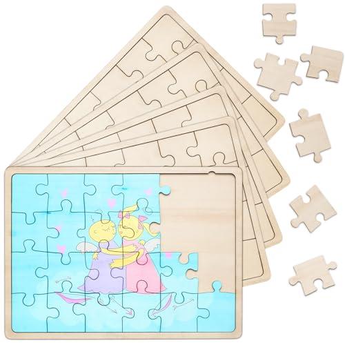 9 Sheets Unfinished Wood Puzzles Blank Puzzle Pieces Wooden Jigsaw Puzzles Freeform Things to Paint, Write and Draw On, Make Your Own Puzzle for Kids DIY Craft (8.9 x 5.9 Inch)