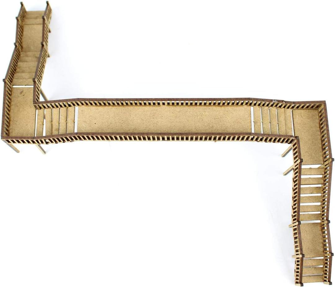 War World Scenics Railway Station Z-Shape Overpass Footbridge  OO Gauge Model MDF Footpath Bridge Walkway Building Construction Modelling Diorama Double Track Span