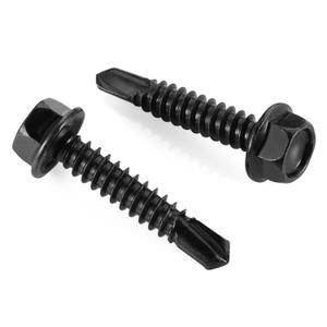 #12 x 1-1/4" Hex Washer Head Self Drilling Screws, 410 Stainless Steel Self Tapping Sheet Metal Screws, Black Finish, 50 PCS