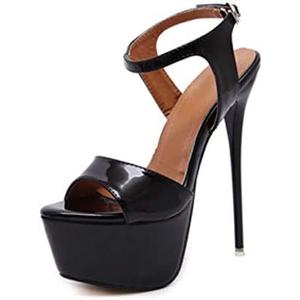 OCHENTA Women's Open Toe Platform Sky High Stiletto Heels Ankle Strap Sandals Size 38