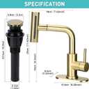 Bathroom Sink Faucet with 4 Mode Pull Down Sprayer, Brushed Gold Single Handle Pull Out Faucet with Pop-Up Drain, 1 or 3 Hole Laundry Bar Basin Faucet with Deck Plate