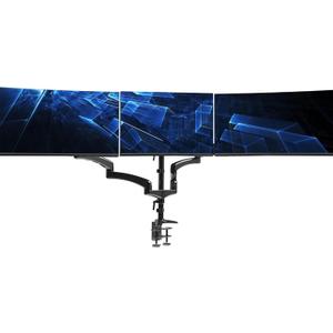 VIVO Triple Pneumatic Monitor Mount for 3 Screens up to 32 inches, Fully Adjustable, Heavy Duty Desk Stand with C-Clamp Grommet, Black, STAND-V300G