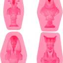 Pharaoh Sphinx Mummy Silicone Chocolate Molds 4 Pcs, Egyptian Pharaoh Fondant Mold Egyptian Party Decorations Mold for Cake Decoration Candy Cupcake Topper Cake Polymer Clay Crafts Epoxy Resin