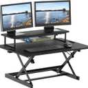 Standing Desk Converter 36-Inch Pneumatic Height Adjustable with Monitor Riser, Black
