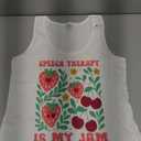 Speech Therapy Is My Jam Boho Floral Speech Pathology SLP Tank Top (Size Small, White)