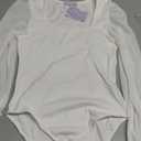 MANGOPOP Square Neck Long Sleeve Short Sleeve Bodysuit for Women Mesh Ruffle Sleeves Going Out Tops S White