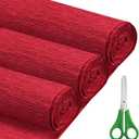 Crepe Paper Roll (17Inch x 8.2ft),3Rolls,Crepe Paper,DIY Gift Color Paper Flowers Set for Mother's Day, Valentine's Day, Birthday and Wedding Decoration Flowers Making (Red)