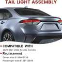 LED Tail Lights Outer Assembly Compatible with 2020-2024 Toyota Corolla Sedan L LE SE, Left Driver Side Rear Light Taillights Replacement # 8156002C10