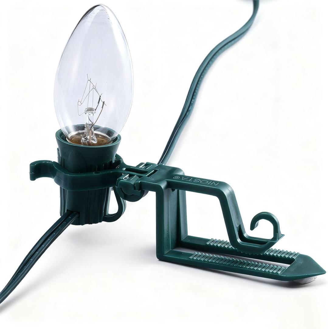 C7 C9 Outdoor Christmas Lights Clips,Adjustable Quick Clips for Shingle,Gutter,Roof,Fence,C7 Green,100 Pack