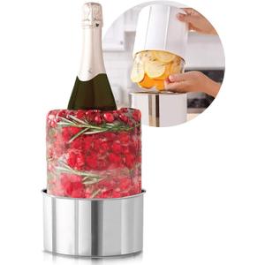 Champagne Bucket Ice Mold, Create a Custom Ice Bucket for Wine or Liquor Bottles, Includes Stainless Steel Drip Tray, Add Decorations for a Unique Centerpiece