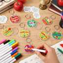Cunno 36 Pcs End of School Year Teacher Appreciation Gifts Bulk, Teacher Keychain Craft Kit, DIY Apple Coloring Set for End of School Year, Staff Recognition & Educator Favors