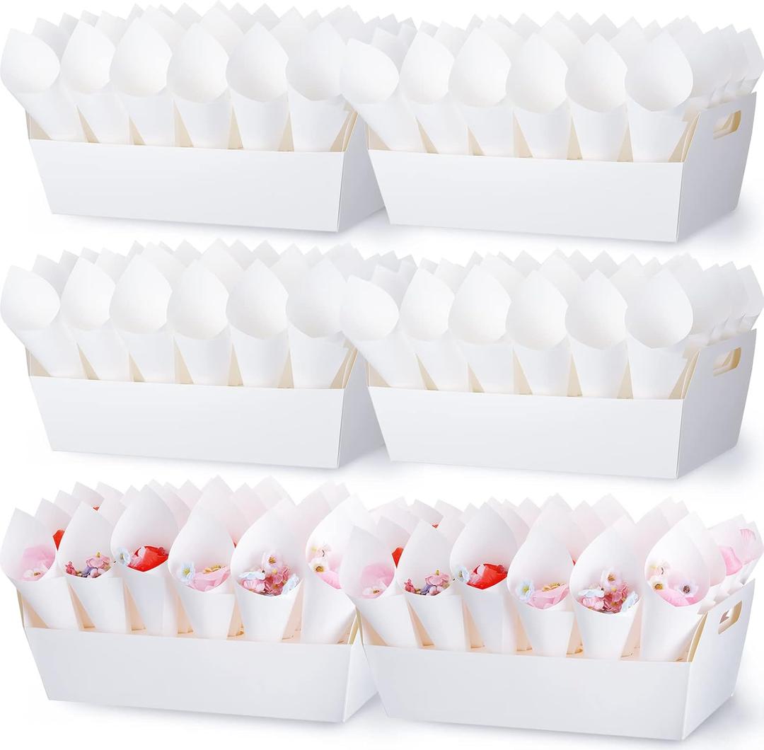 6 Set Wedding Confetti Cone Holder Box Each Includes 30 Pieces of Cone Papers and 30 Holes for 30 Confetti Cones Box Party Confetti Cone Kraft Stand Tray Box for Wedding Party Candy Flower (White) 6 Set Wedding Confetti Cone Holder Box Each Includes 30 Pieces of Cone Papers and 30 Holes for 30 Confetti Cones Box Party Confetti Cone Kraft Stand Tray Box for Wedding Party Candy Flower (White)