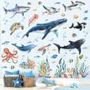 decalmile Under The Sea Fish Wall Decals Ocean Animal Sea Turtle Seaweed Whale Wall Stickers Bathroom Baby Nursery Bedroom Living Room Wall Decor