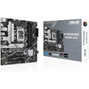 ASUS Prime B760M-A D4 Intel B760 (LGA 1700)(13th and 12th Gen) mATX Motherboard, PCIe 4.0, 2xM.2 Slots,2.5Gb LAN, DisplayPort,Dual HDMI,Rear USB 3.2 Gen 2, Front 1 Type-C, Aura Sync
