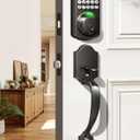 Veise Fingerprint Door Lock Set, Keyless Entry Door Lock, Front Handle Set, Electronic Keypad Deadbolt with Lever Handle, 2 Keys, Auto-Locking, One-time Codes, Easy to Install, Matte Black