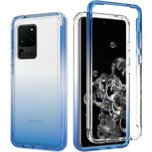 Case for Galaxy S20 Ultra 5G, Clear Full Body Protective Shockproof Hard PC Shell Soft TPU Bumper Cover for Samsung Galaxy S20 Ultra Blue