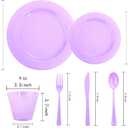 KIRE 150 PCS Purple Plastic Plates - Purple Dinnerware Set Disposable 25 Dinner & 25 Salad Plates 25Forks 25Knives 25Spoons 25Clear Cups for Birthday/Baby Shower/Easter/Spring