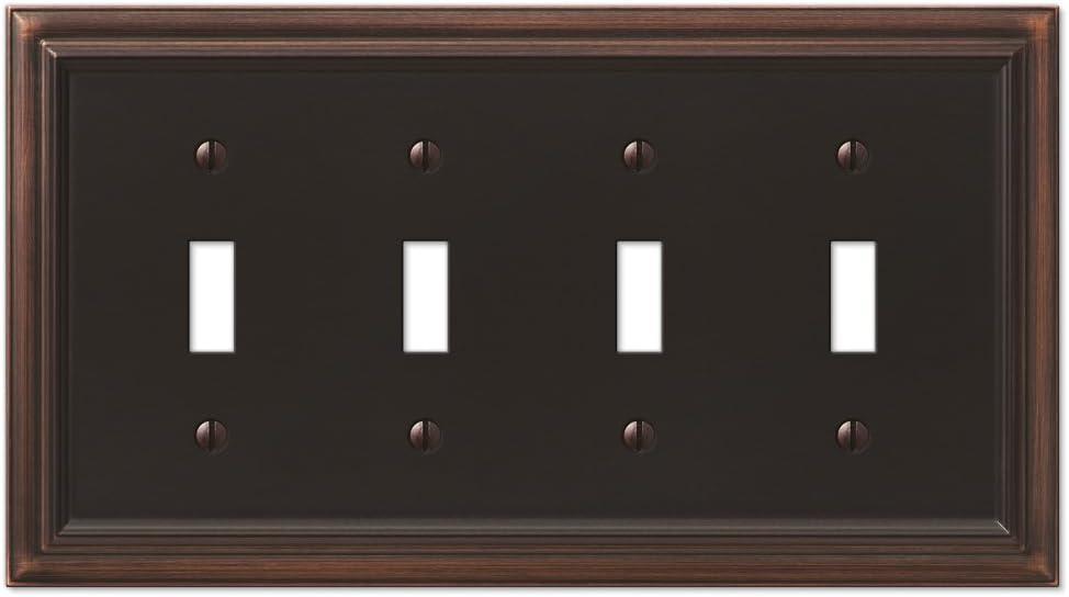 AMERELLE 94T4VB Continental Quadruple Toggle Cast Metal Wallplate in Aged Bronze