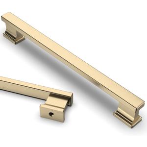 Asidrama 10 Pack 7 Inch(177mm) Brushed Brass Kitchen Cabinet Handles, Cabinet Pulls Kitchen Cabinet Hardware for Cupboard Drawer Pulls (7" Hole Center)