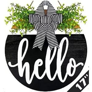 17 inch Rustic Welcome Sign with Bow and 3D Letters for Front Door