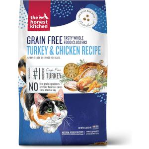 The Honest Kitchen Whole Food Clusters Grain Free Turkey & Chicken Dry Cat Food, 10 lb Bag, Best By 11/03/2025