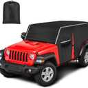 Waterproof Cab Covers Fit for Wrangler 2007-2025 JK JKU JL JLU 4 Door, Scratchproof Inner Cotton Car Cover with Driver Door Zipper Windproof Straps All Weather UV Protection
