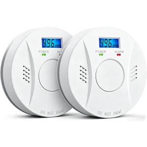 Smoke Detector and Carbon Monoxide Detector Co2 Detector Battery Powered with Test/Reset Button 2 Pack