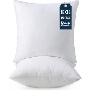 Utopia Bedding Throw Pillows Insert (Pack of 2, White) - 18 x 18 Inches Bed and Couch Pillows - Indoor Decorative Pillow (18x18 Inch, White)