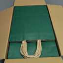 qiqee 100PCS Gift Bag with Handles Bulk Kraft Deep Green Paper Bags Multiple Uses (13''x5 x10 inch Large Size)