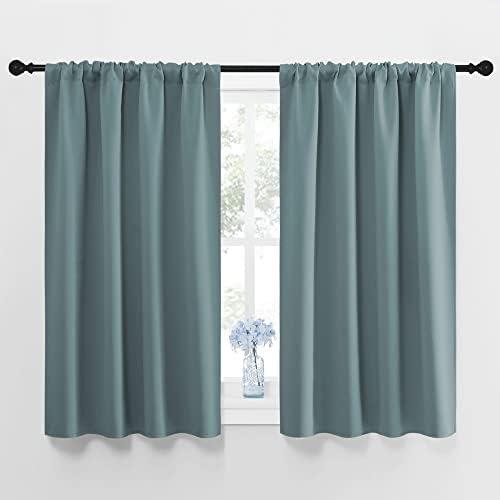 NICETOWN Greyish Blue Blackout Curtains Panels for Window, Thermal Insulated Rod Pocket Blackout Drapes/Draperies for Living Room (2 Panels, W42 x L48 inches)