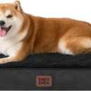EHEYCIGA Orthopedic Dog Beds for Large Dogs with Removable Washable Cover for Crate, Black, 35x23