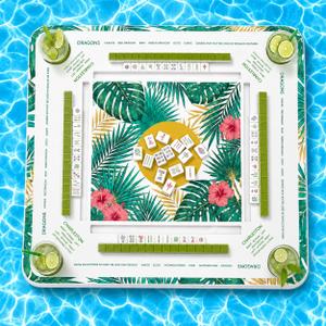 Floating Mahjong Table for Pool, Double-Sided Waterproof Float Board with Rules, Game Tray for Card Games, Poker, Dominoes, Scrabble, for Swimming Pool, Hot Tub, Lake & Beach Party (Dark green)